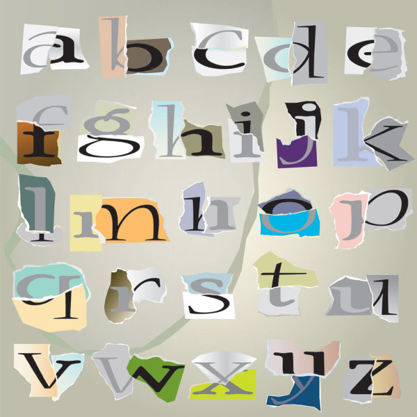 Tear paper font vector set 01 tear paper font   