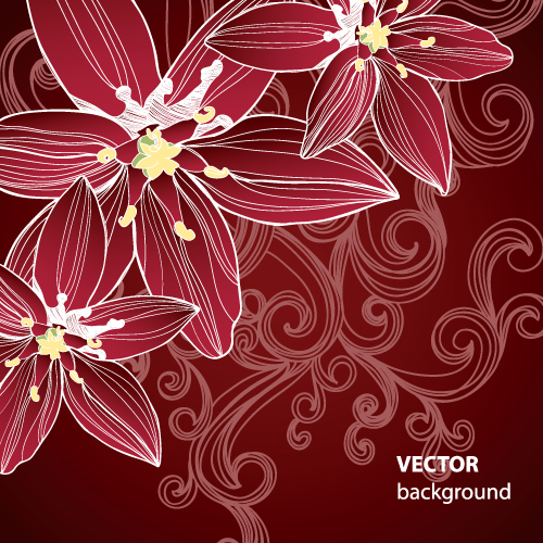 Set of Drawing Flower Vector Backgrounds vector 01 flower drawing   