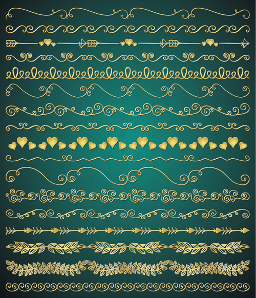 Romantic golden borders vectors material 01 romantic golden borders   