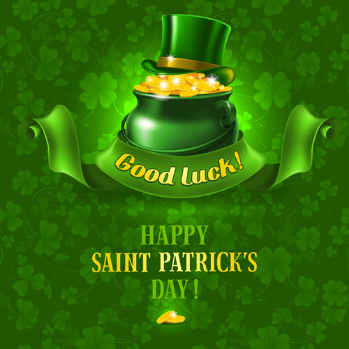 Green saint patrick day background vector 03 St. saint patrick day Patrick\'s green background vector background   