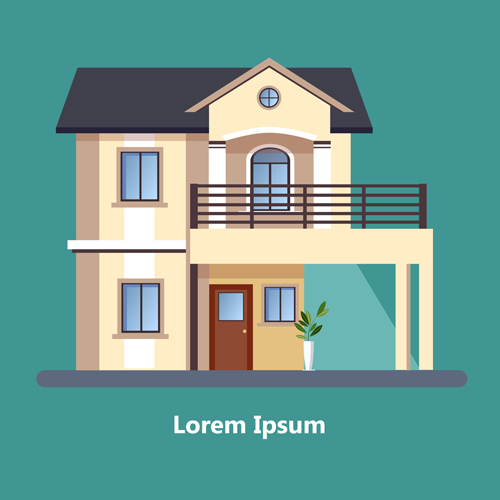 Flat style houses creative template vector set 01 template houses flat creative   