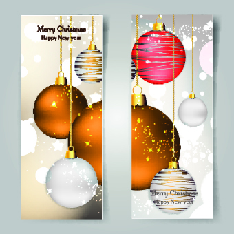Shiny Christmas balls banner design vector 04 shiny christmas banners balls   