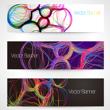 Abstract colored lines banner vector 03 lines colored banner abstract   