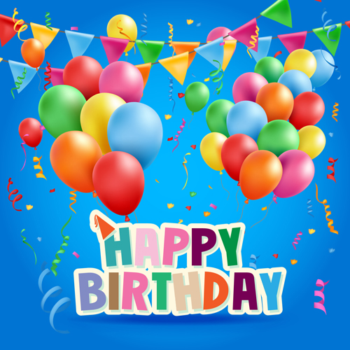 Colored balloons with birthday background graphics vector 04 graphics colored birthday balloons background   