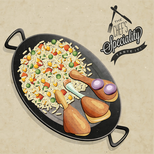 frying pan and food design vector 03 frying pan frying food   