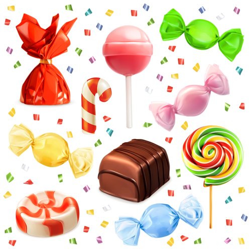 Colored candies vector design material 02 colored candies   
