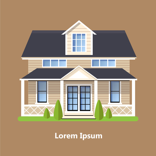 Flat style houses creative template vector set 06 template houses flat creative   