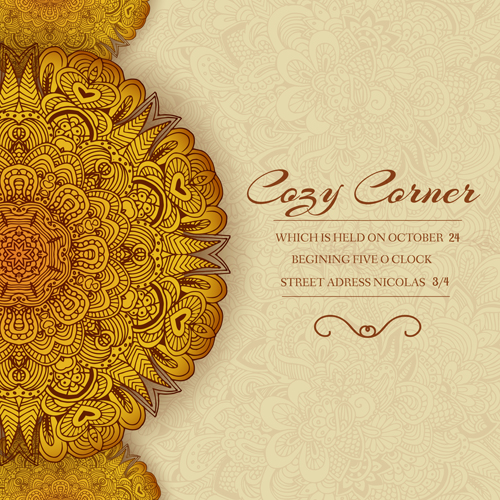 Ornate retro floral cards vector material 01 Retro font ornate material floral cards   