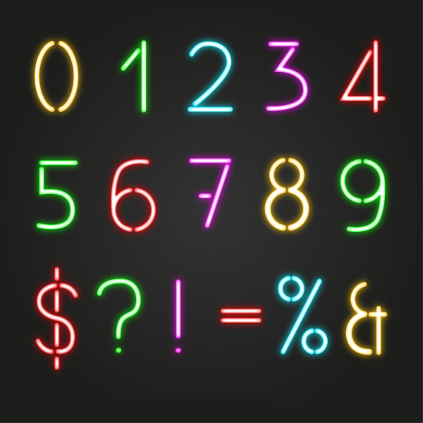 Colored light sticks numeric vector numeric light sticks light colored   