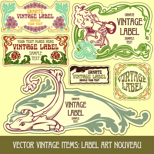 Vintage Label art design vector set 01 vintage label   