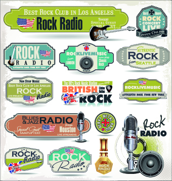 Retro rock music and jazz labels vector 07 rock music Retro font music labels label Jazz   