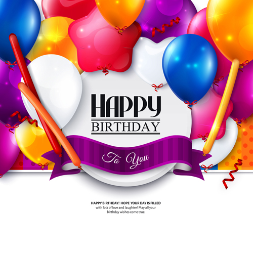 Exquisite birthday card with colored balloons vector 02 exquisite card birthday balloons   