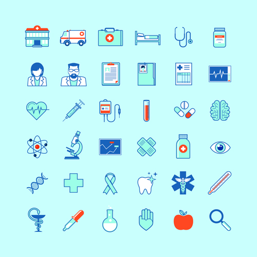 Creative medical outline icons vector set 02 outline medical icons   