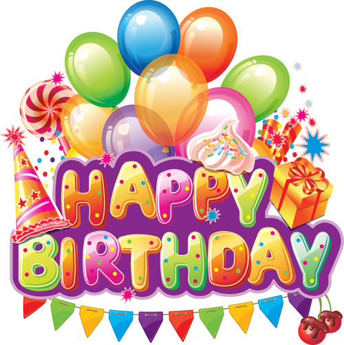 Happy Birthday elements cover Balloons and cake vector 01 happy birthday happy elements element cake birthday balloon   