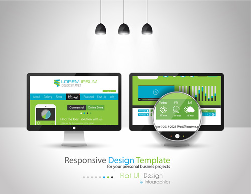 Realistic devices responsive design template vector 06 template responsive devices   