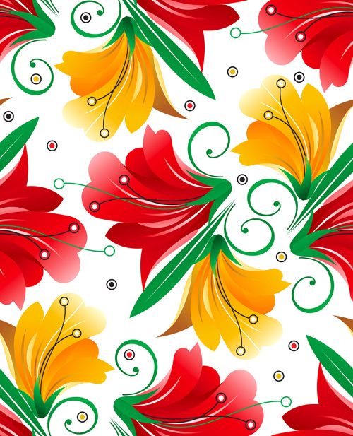 Vector set of Spring flowers pattern 01 spring pattern flowers flower   