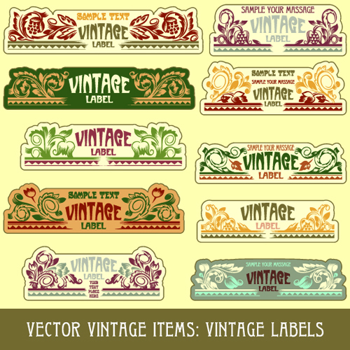 Vintage Label art design vector set 03 vintage label   