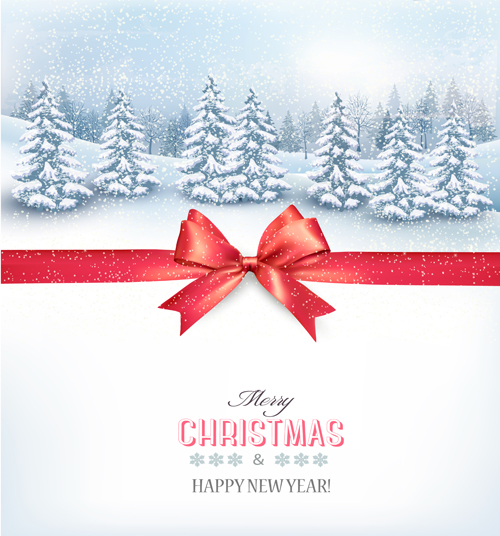 Christmas elements with winter landscape background vector 02 winter landscape elements christmas background   