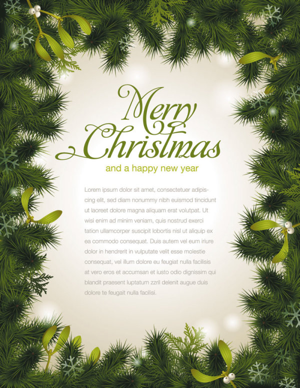 Set of Christmas Pine needles backgrounds vector material 01 Pine needles needles material christmas   