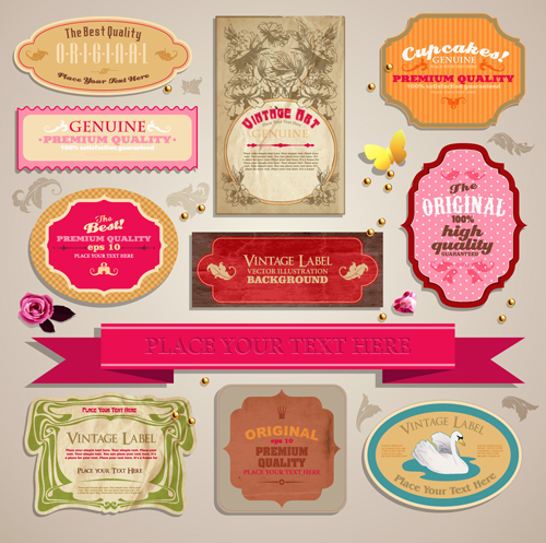 Vintage color Labels vector art 03 vintage labels label color   