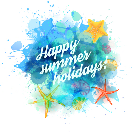 Summer holidays elements with grunge background vector 03 summer holidays holiday elements background vector background   