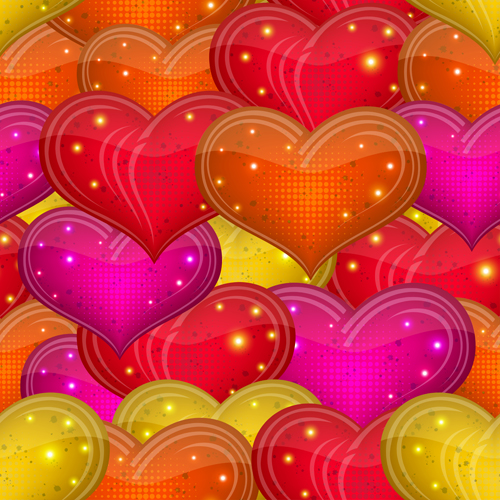 Shiny heart shapes seamless pattern vector shiny shapes seamless pattern vector pattern   