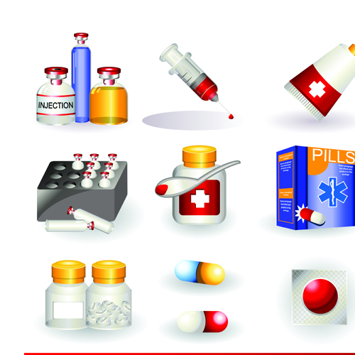 Set of Medicine elements icons vector 05 medicine elements element   