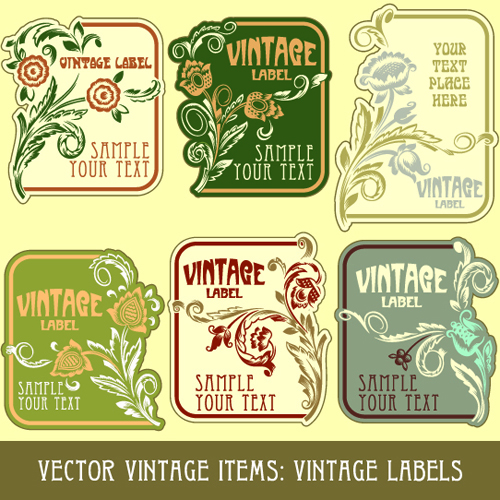 Vintage Label art design vector set 04 vintage label   