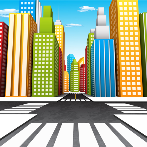 City skyscrapers design vector background set 01 Vector Background skyscrapers skyscraper city   