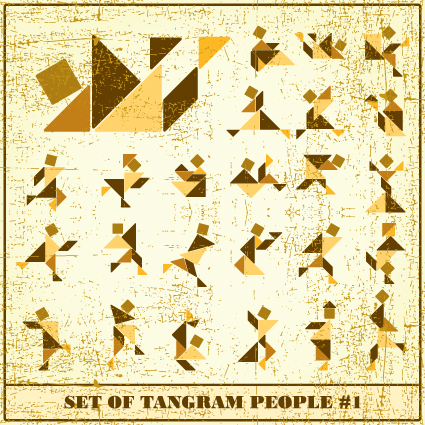 Set of Various Tangram figure vector 02 Various Tangram figure   