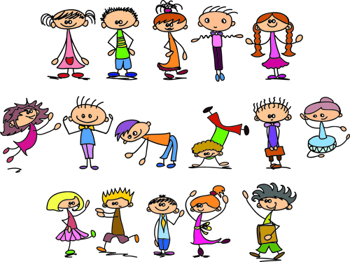 Cute children cartoon styles vector 02 styles children cartoon   