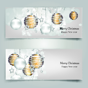 Shiny Christmas balls banner design vector 03 christmas banners banner balls   