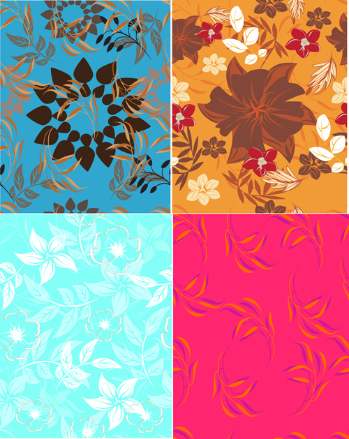 Flower vintage vector seamless pattern set 07 seamless pattern flower   