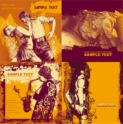 Elements of European and American style retro illustration Vector style Retro font illustration European and american   