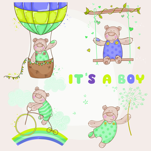 Teddy bear baby boy card vector teddy bear boy bear baby   