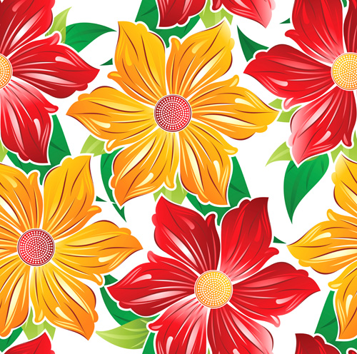 Vector set of Spring flowers pattern 02 spring pattern flowers flower   