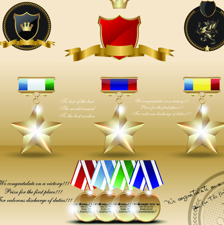 Different Award medal vector set 04 medal different award   