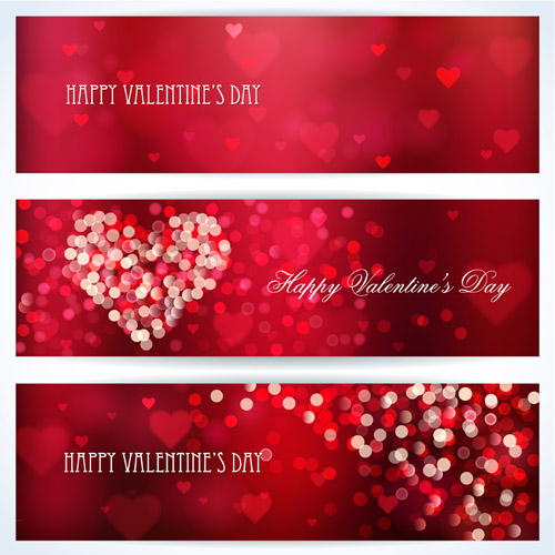 Halation valentine red banners vector Valentine halation banners   
