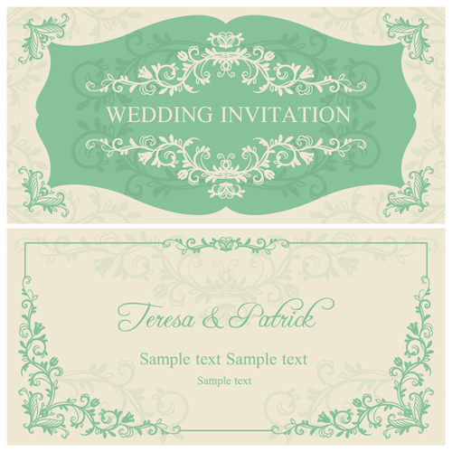 Elegant floral decorative wedding invitation vector cards 03 wedding invitation floral elegant decorative cards   