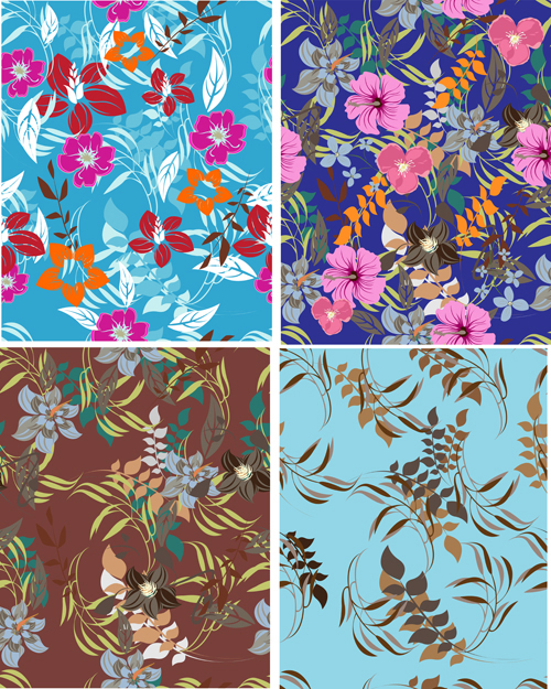 Flower vintage vector seamless pattern set 06 seamless pattern flower   