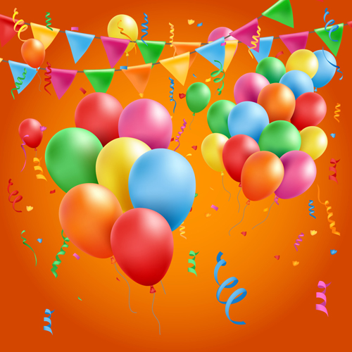 Colored balloons with birthday background graphics vector 03 graphics colored birthday balloons background   