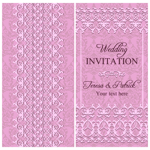 Elegant floral decorative wedding invitation vector cards 01 wedding invitation floral elegant decorative   