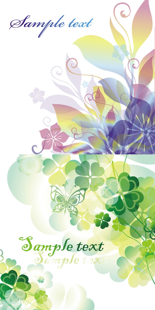 Elements of color flowers background vector plants green background   