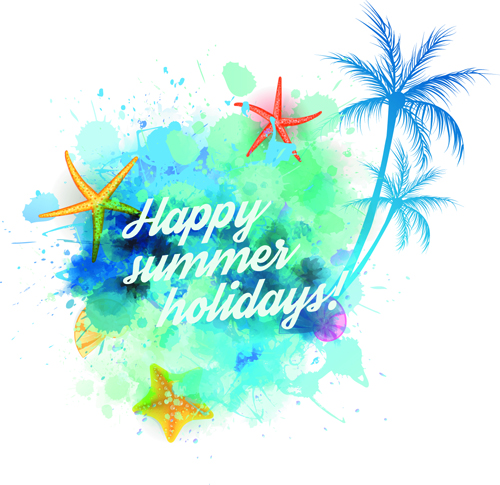 Summer holidays elements with grunge background vector 04 summer holidays holiday elements background vector background   