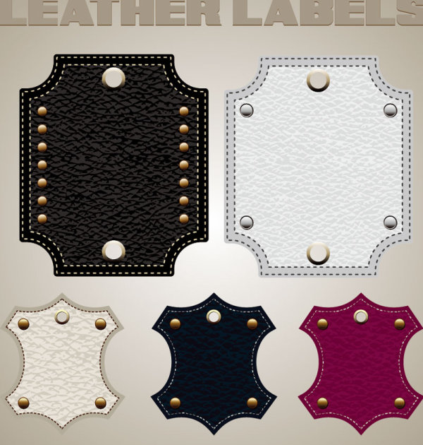 Different leather lables and tags mix vector 05 tags tag mix leather lables different   