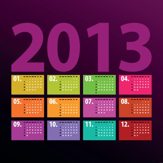 Creative 2013 Calendars design elements vector set 06 elements element creative calendars calendar 2013   