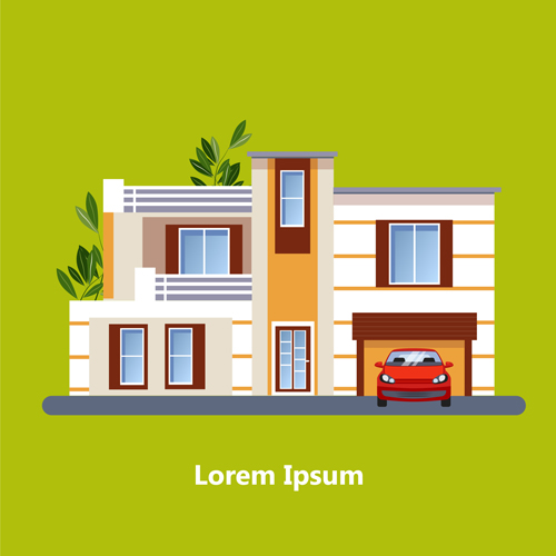 Flat style houses creative template vector set 08 template houses flat creative   