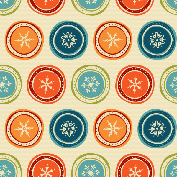 Round snowflake seamless pattern retro vector snowflake seamless Retro font pattern   