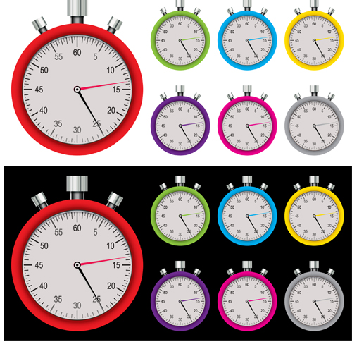 Realistic stopwatch design vectors set 03 stopwatch realistic design   