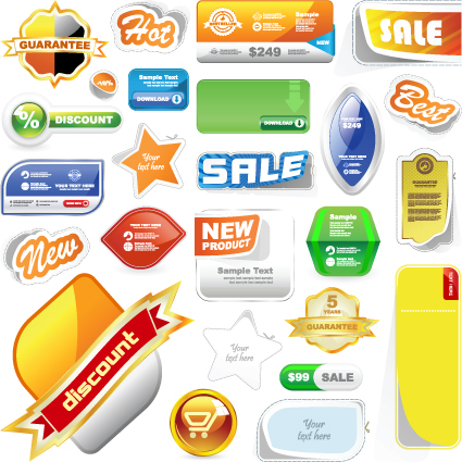 Different Advertisement sticker design vector set 01 sticker stick different advertisement   